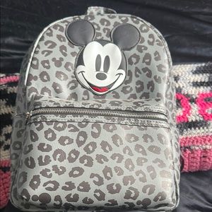 Mickey Mouse Gray Leopard Print Backpack